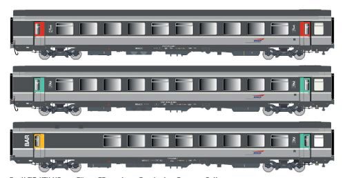 L.S. Models LS41215 3er Set Personenwagen VTU SNCF, Ep.V, Corail